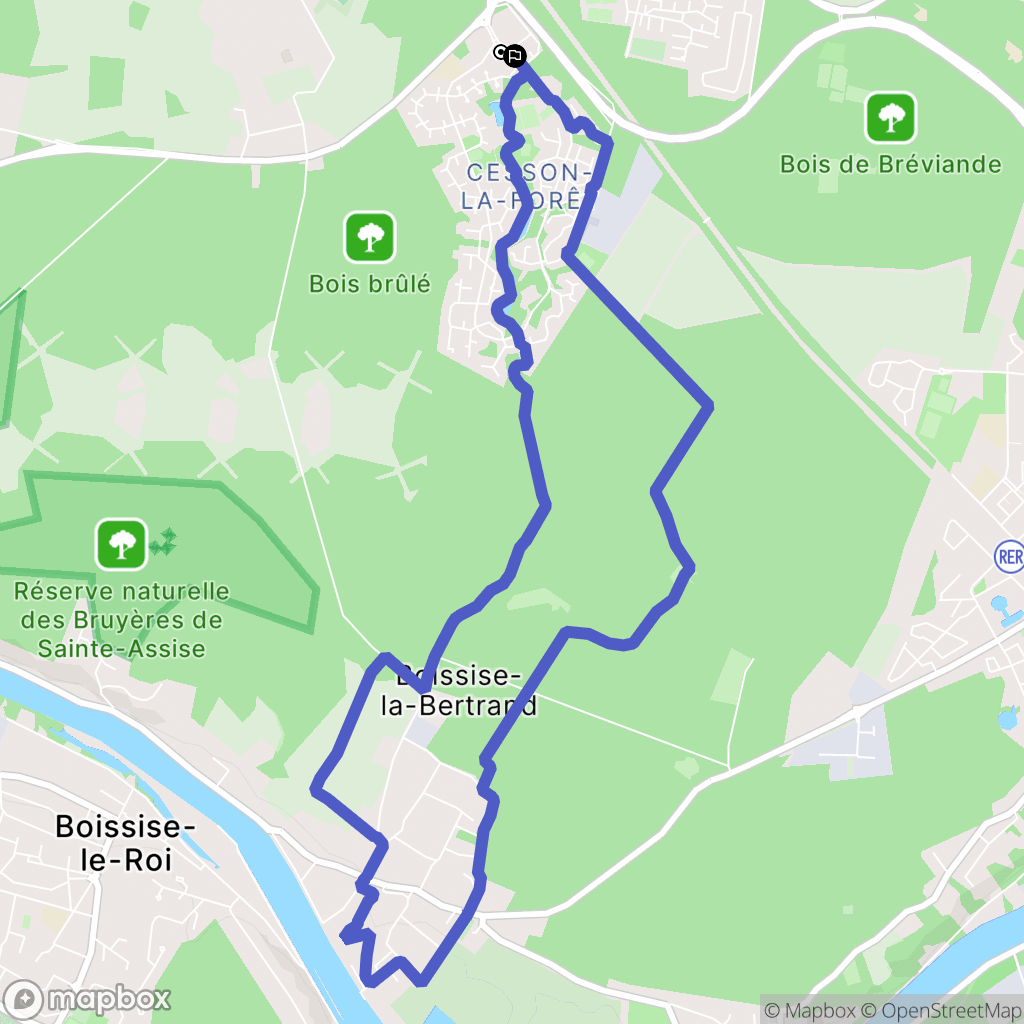 Cesson : carte du parcours de randonnée - France
