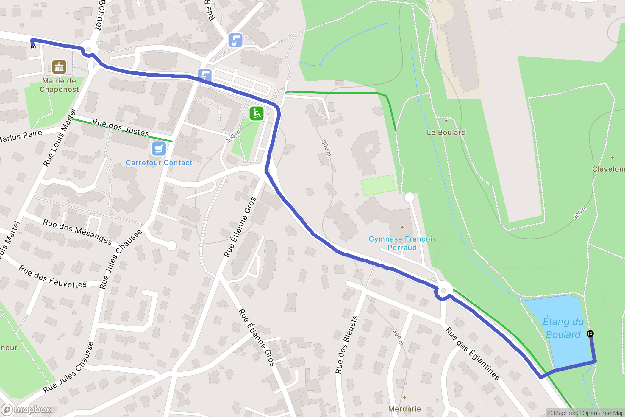 Chaponost : carte du parcours de randonnée - France