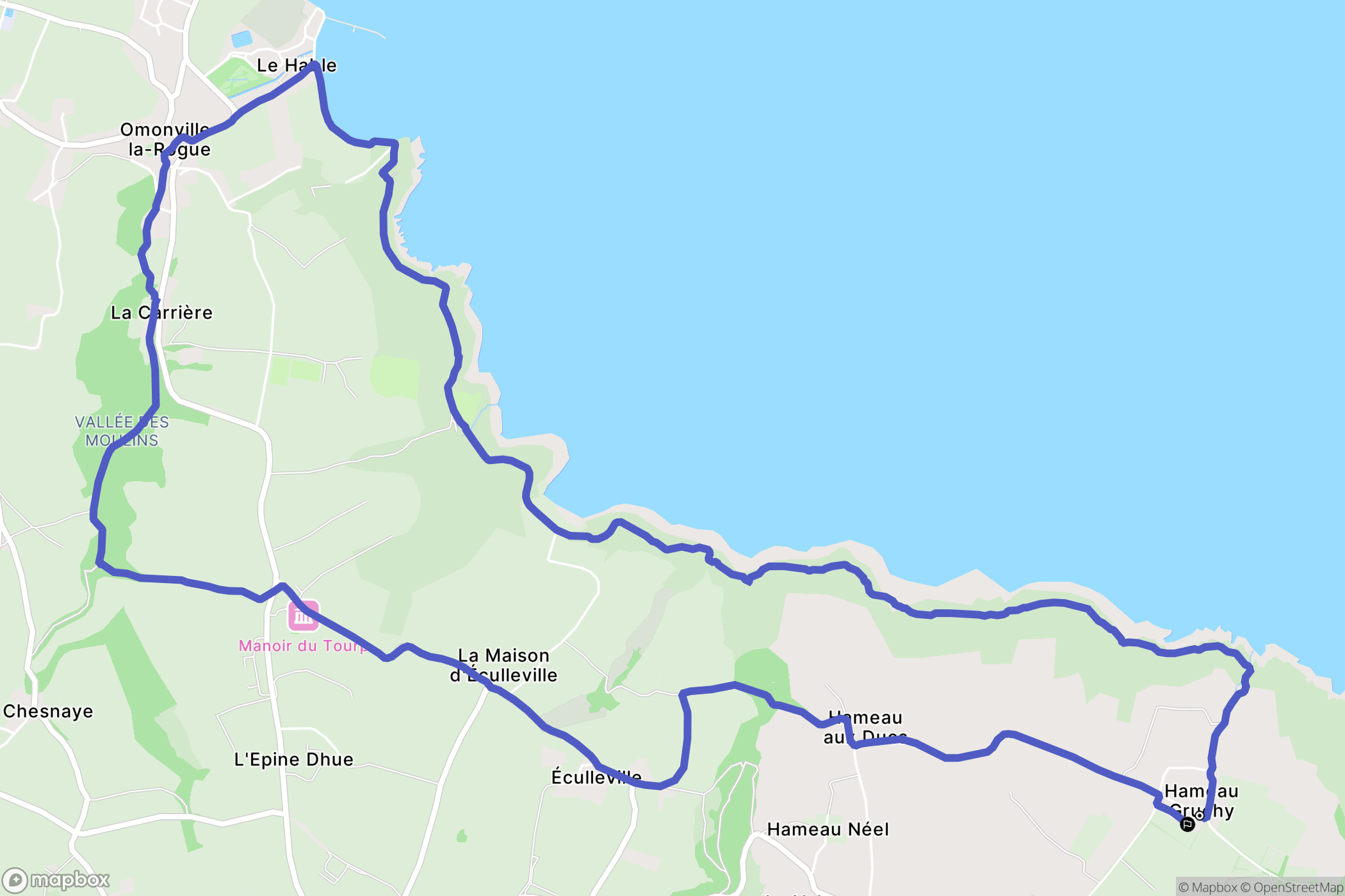 Hameau Gruchy, La Hague : carte du parcours de randonnée - France