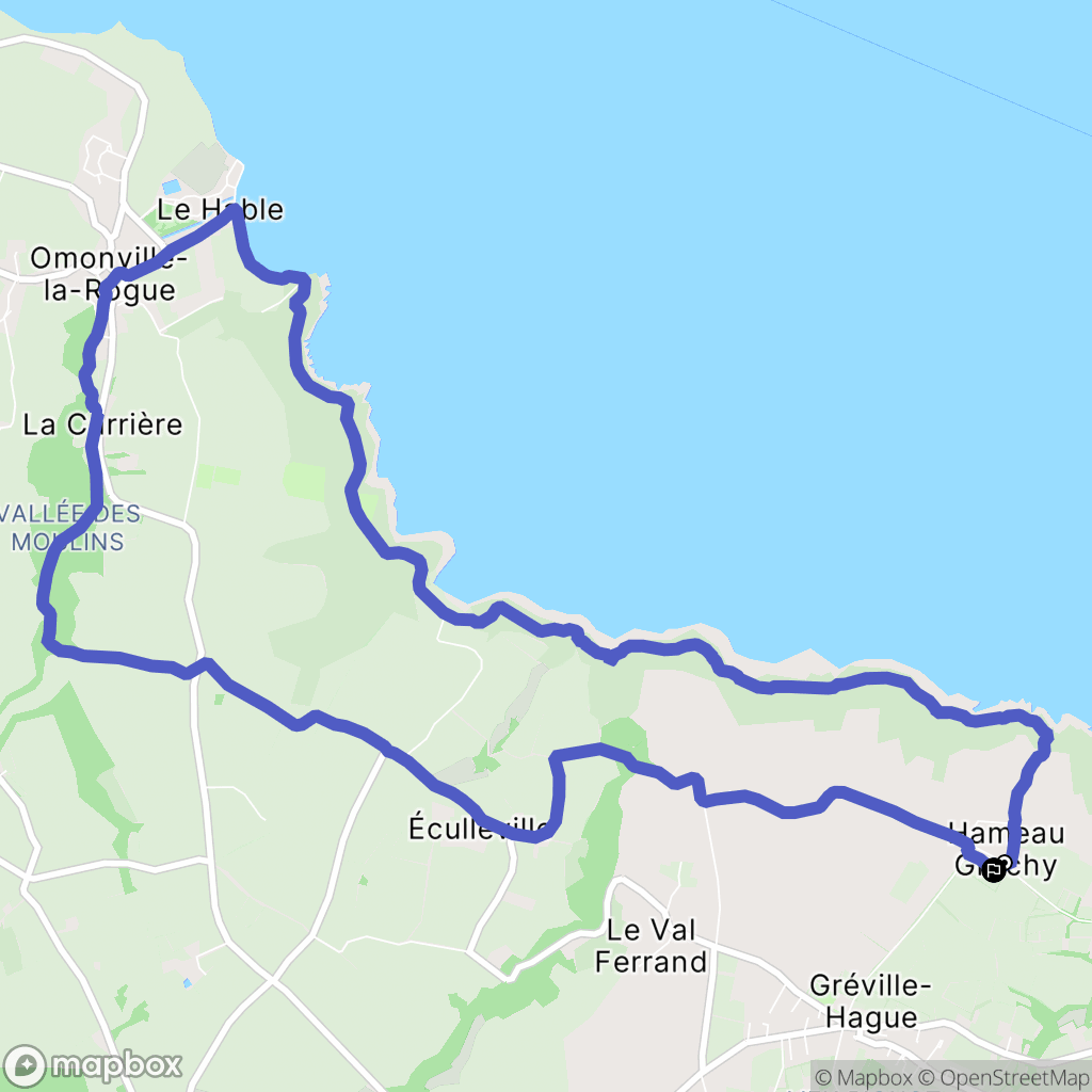 Hameau Gruchy, La Hague : carte du parcours de randonnée - France