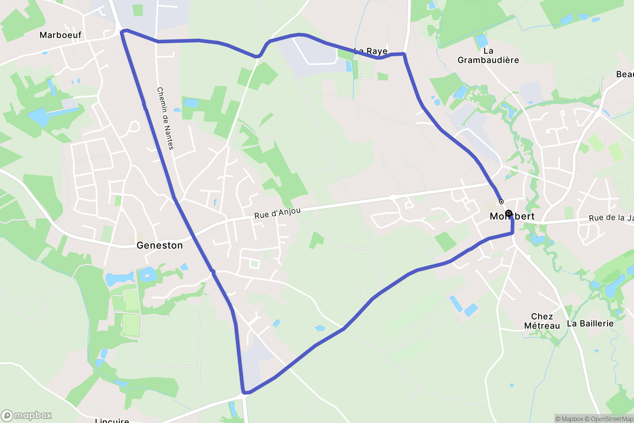 Montbert : carte du parcours de randonnée - France
