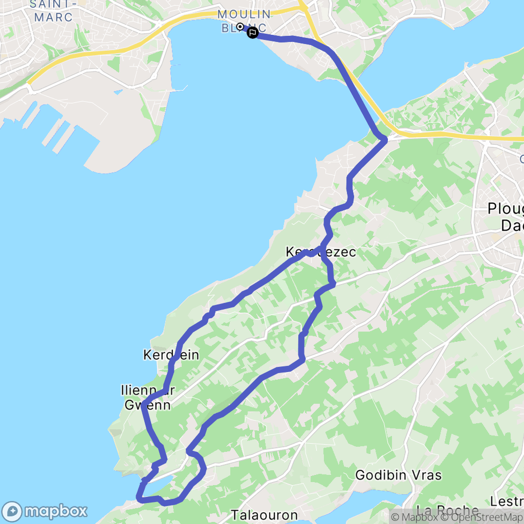 Le Relecq-Kerhuon : carte du parcours de randonnée - France
