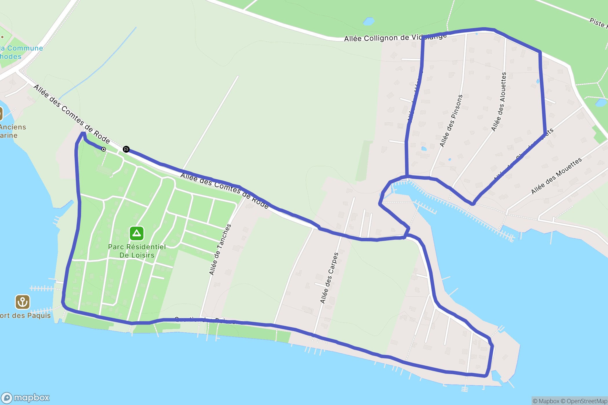 Rhodes : carte du parcours de randonnée - France