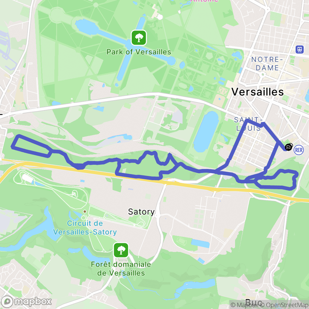 Versailles : carte du parcours de randonnée - France