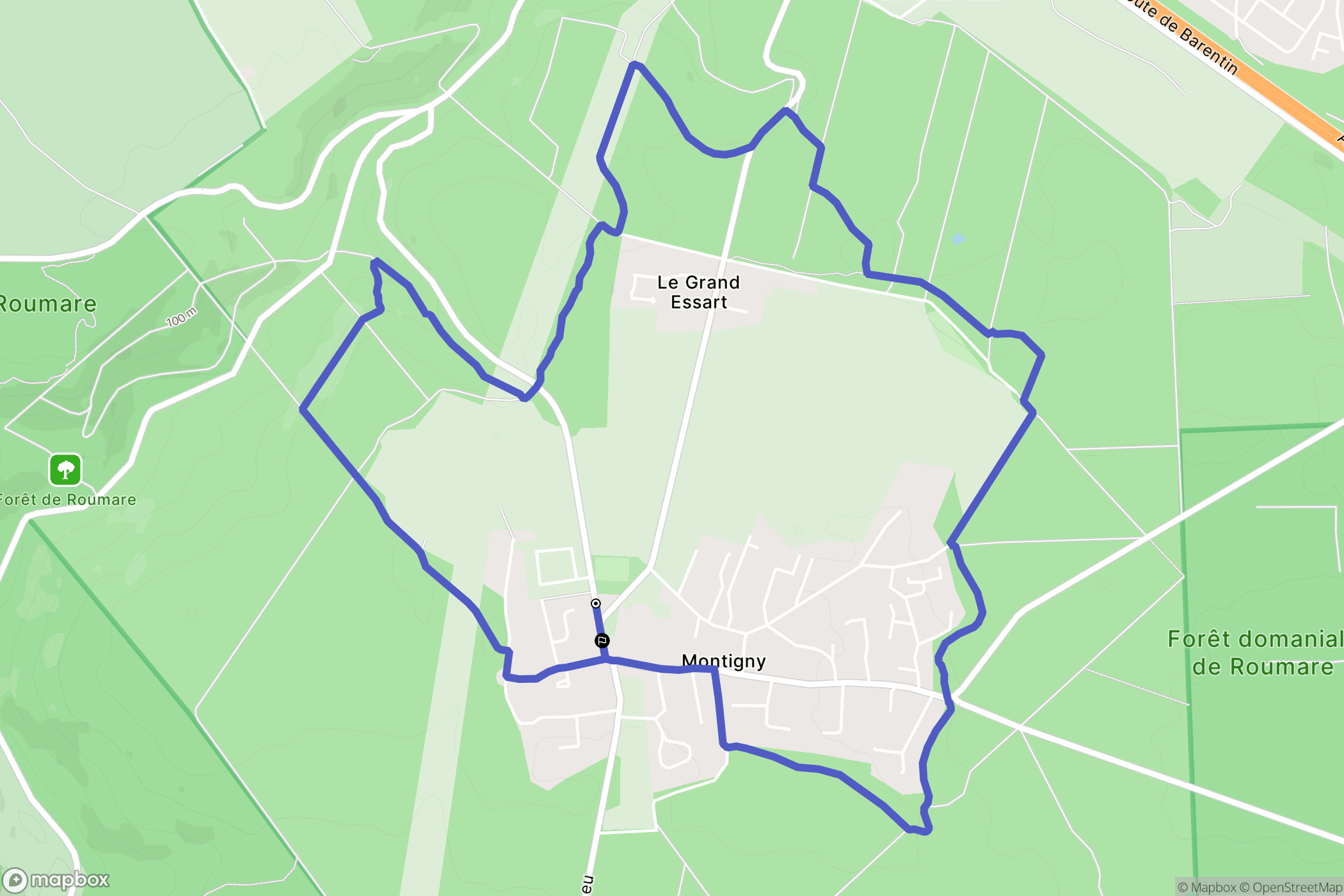 Montigny : carte du parcours de randonnée - France