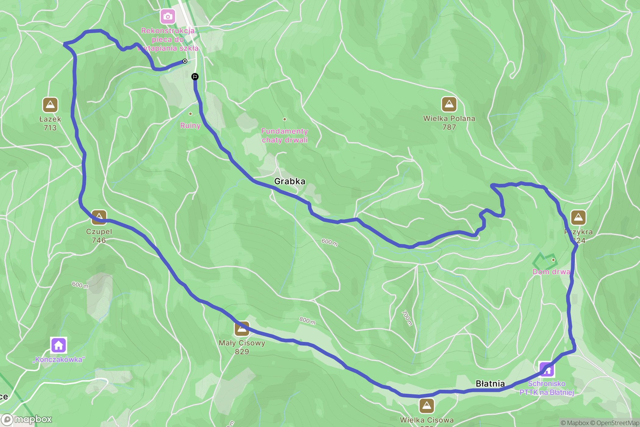 Jaworze: mapa trasy - Poland
