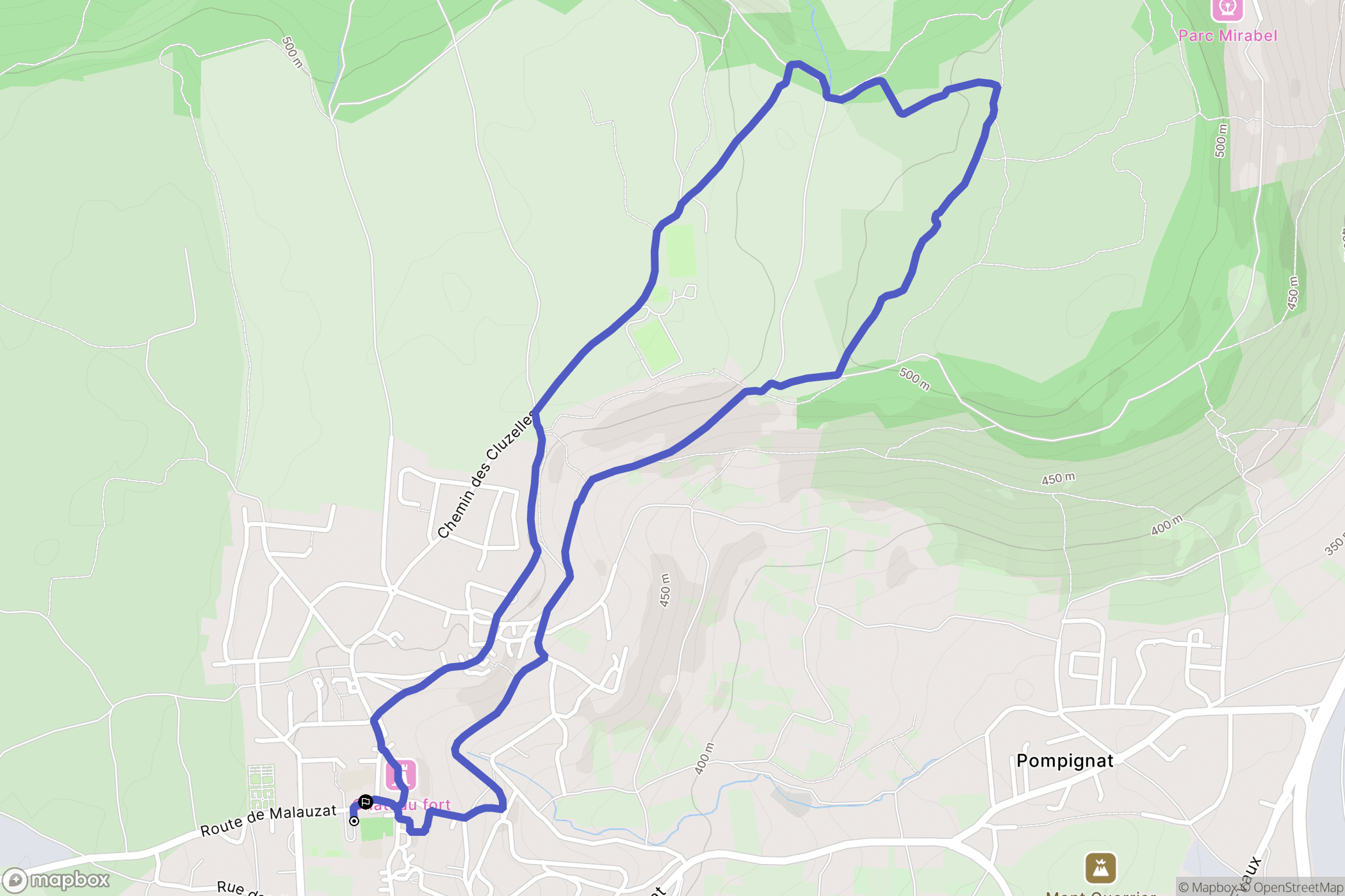 Châteaugay : carte du parcours de randonnée - France