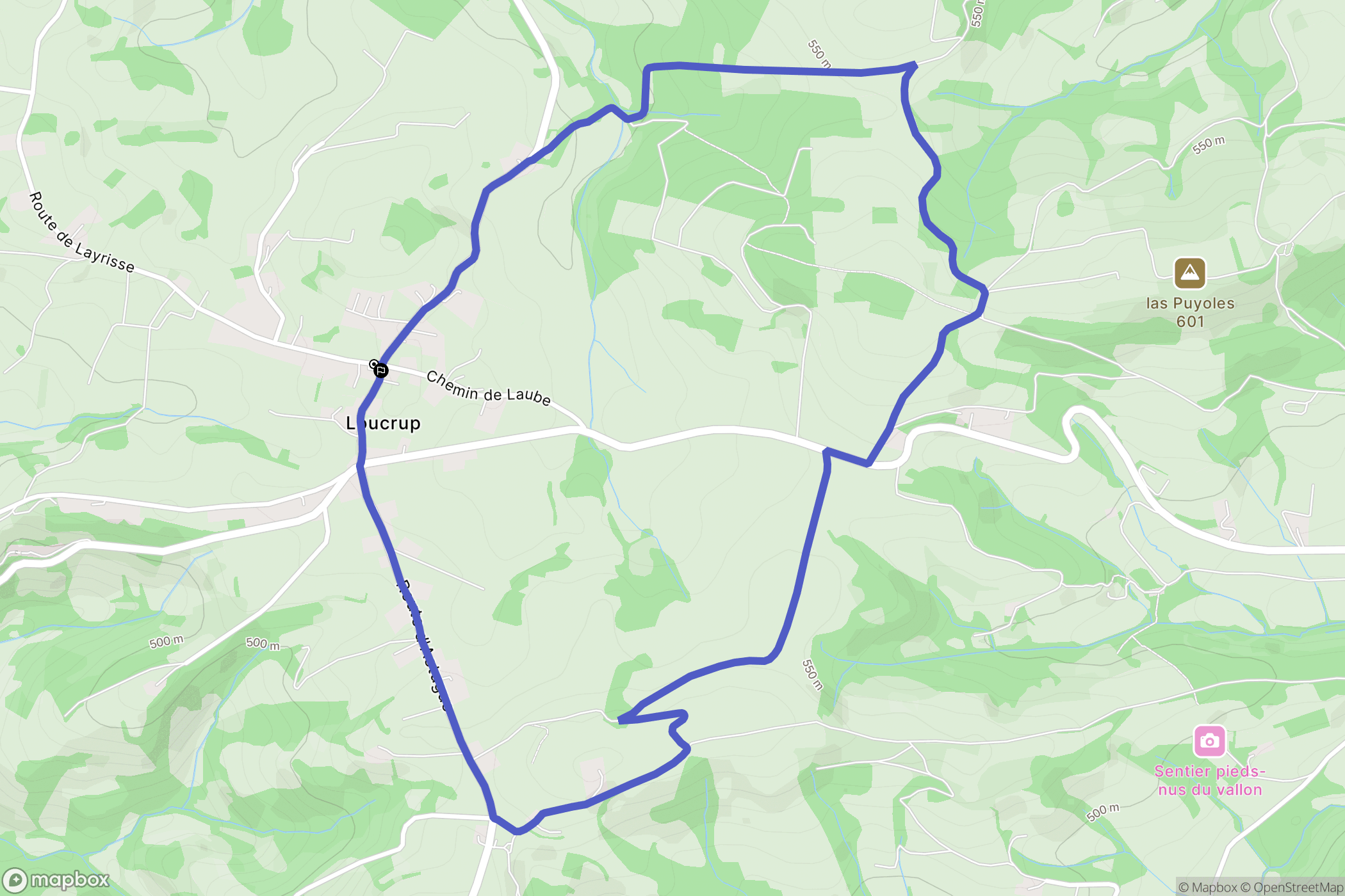 Loucrup : carte du parcours de randonnée - France