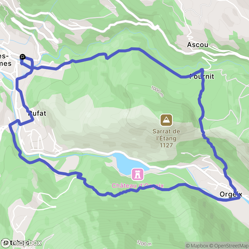 Ax-les-Thermes : carte du parcours de randonnée - France