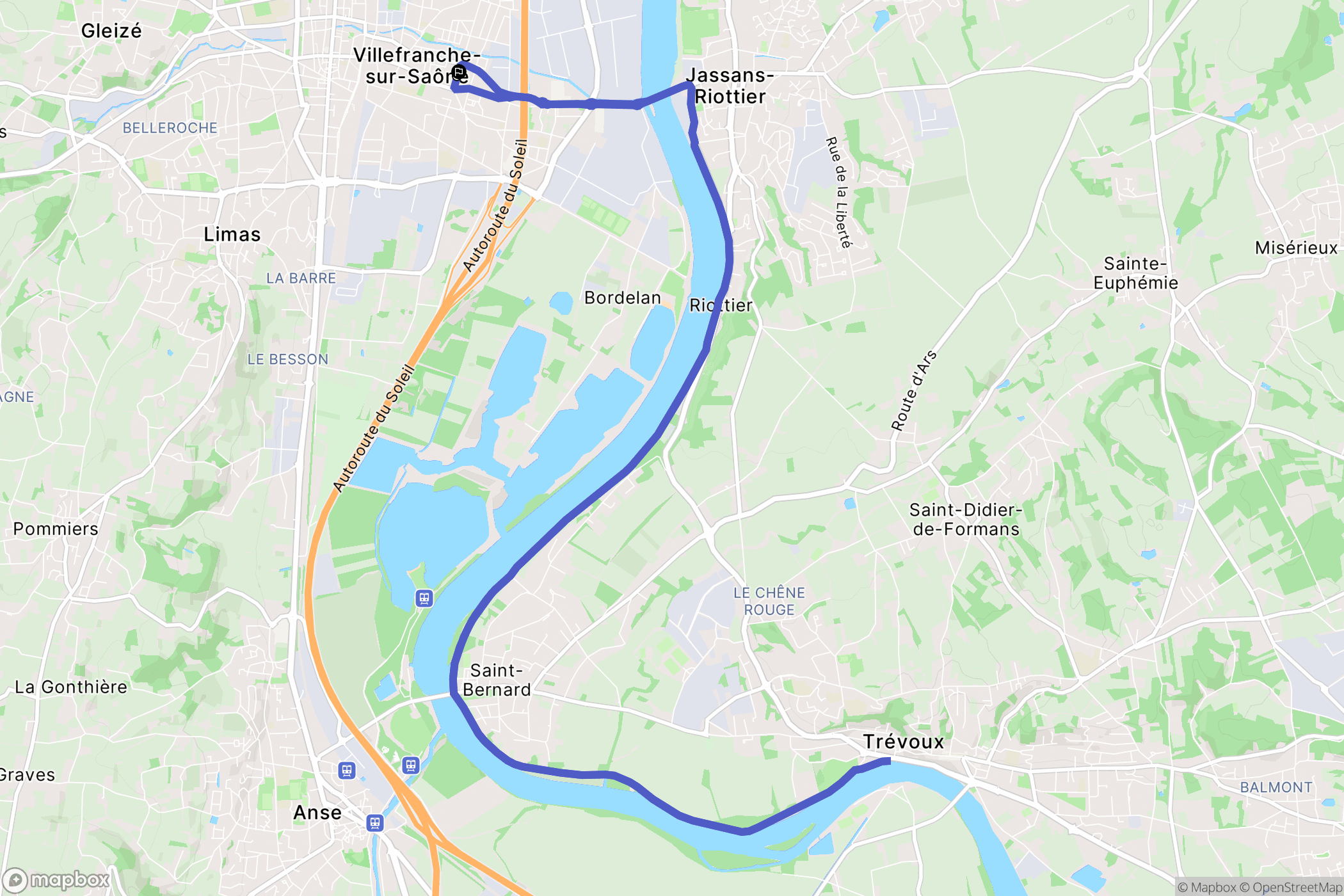 Villefranche-sur-Saône : carte du parcours de randonnée - France
