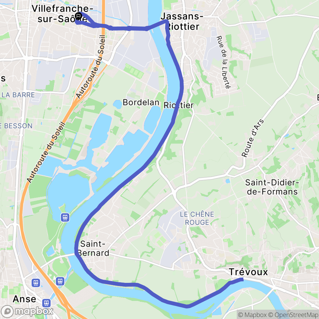 Villefranche-sur-Saône : carte du parcours de randonnée - France