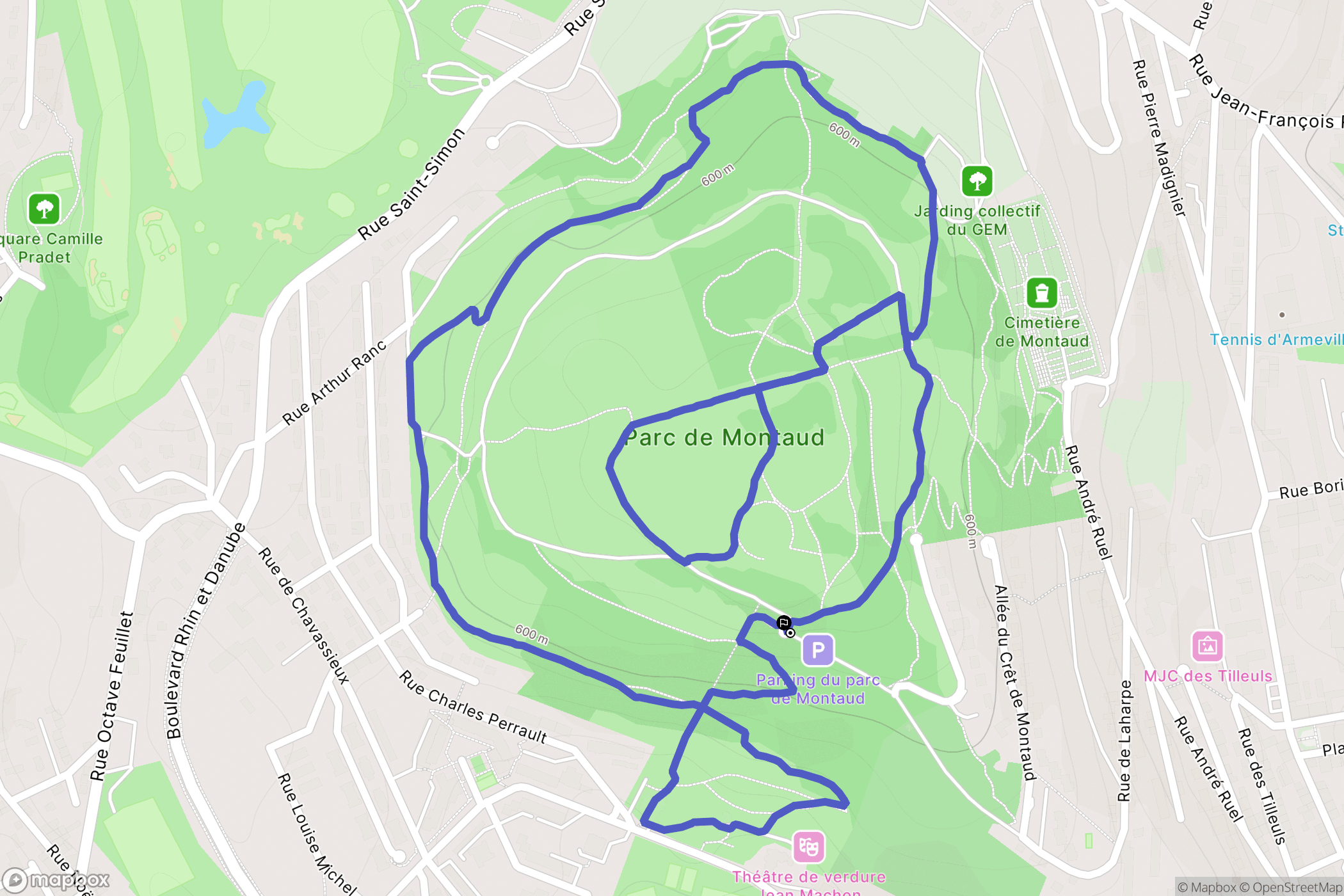 Saint-Étienne : carte du parcours de randonnée - France