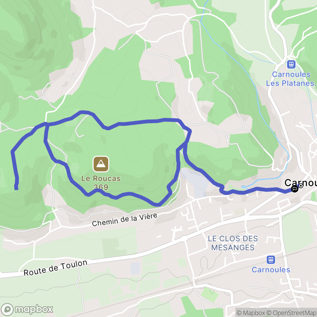 Carnoules : carte du parcours de randonnée - France