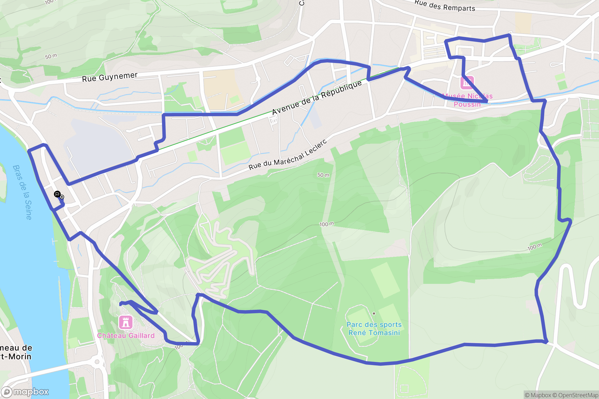 Les Andelys : carte du parcours de randonnée - France
