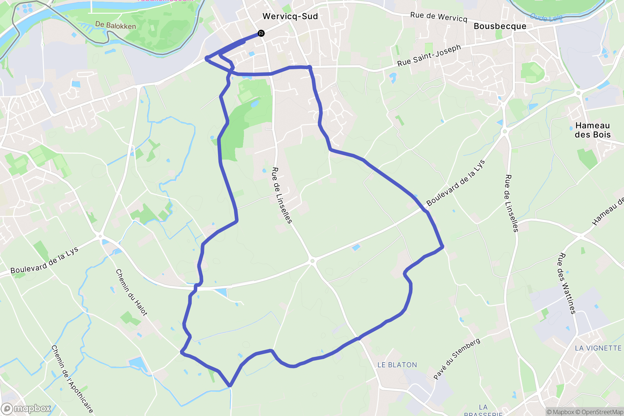 Wervicq-Sud : carte du parcours de randonnée - France