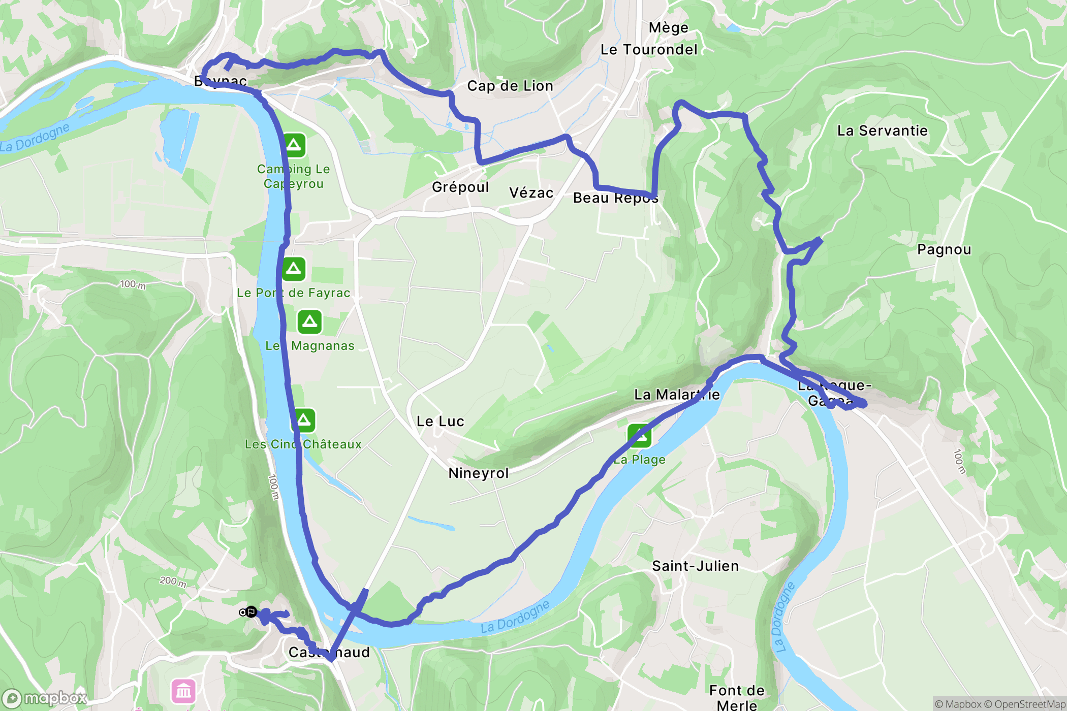 Castelnaud-la-Chapelle : carte du parcours de randonnée - France