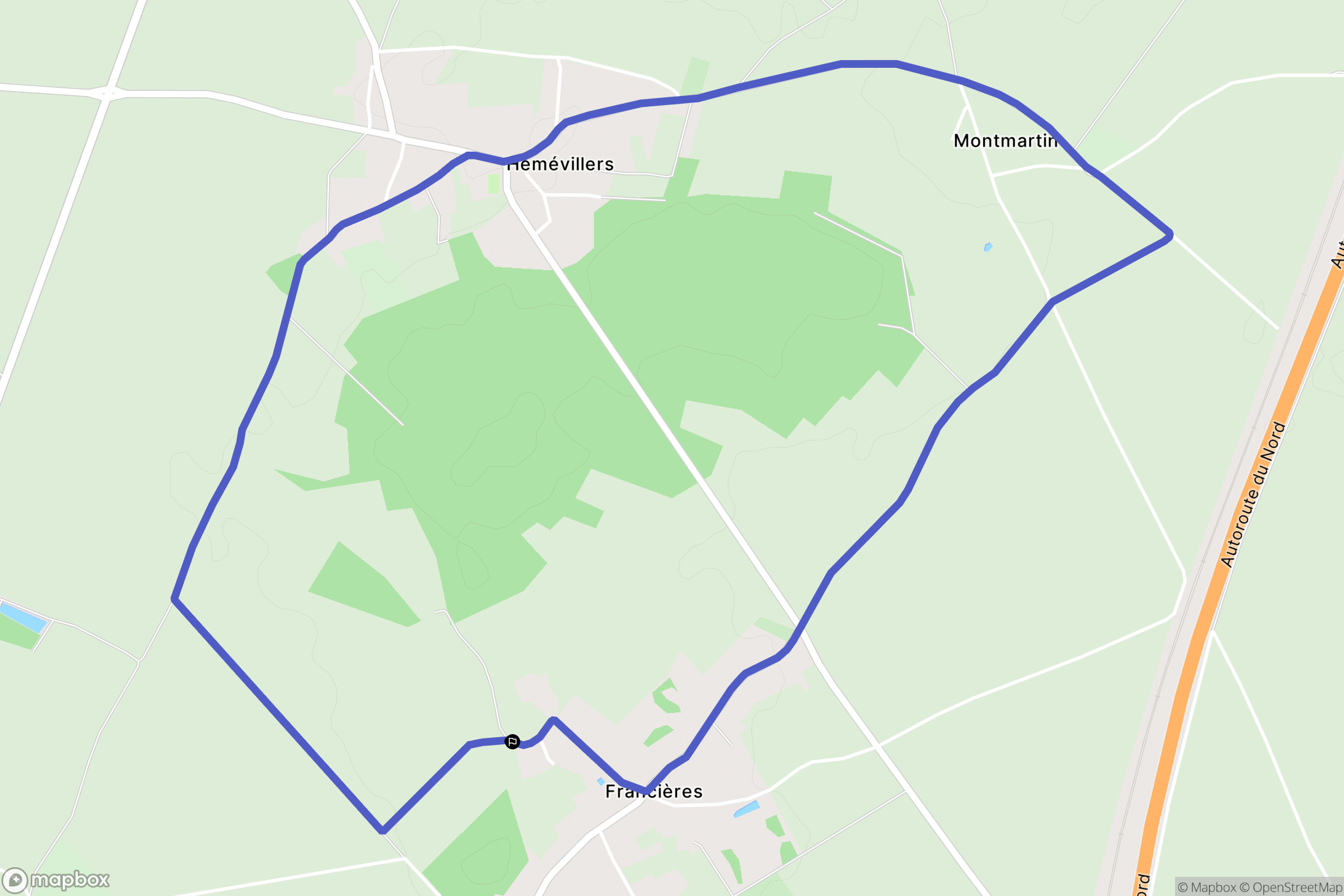 Francières : carte du parcours de randonnée - France