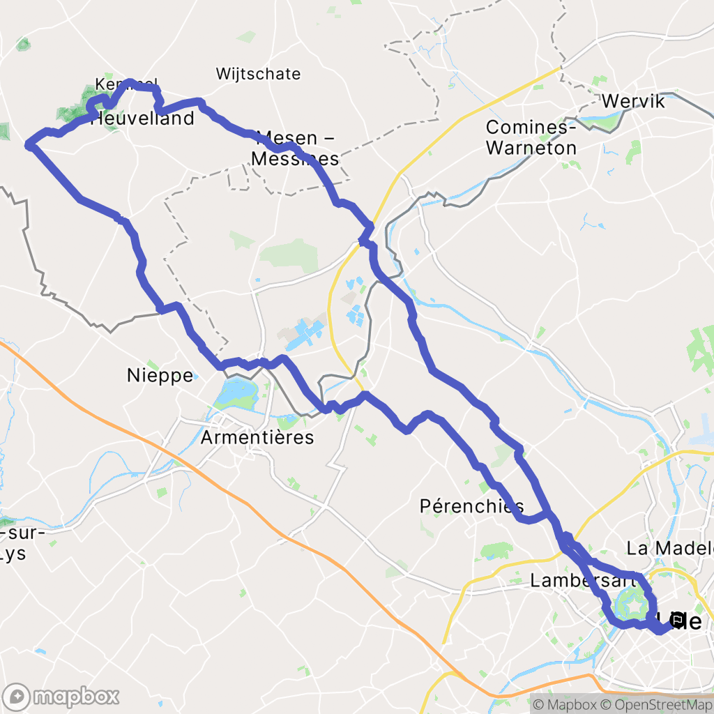 Lille : carte du parcours de randonnée - France