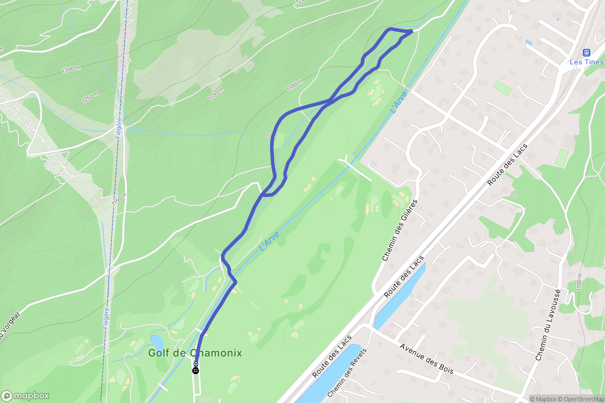 Chamonix : carte du parcours de randonnée - France
