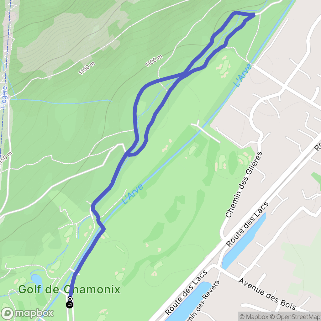 Chamonix : carte du parcours de randonnée - France
