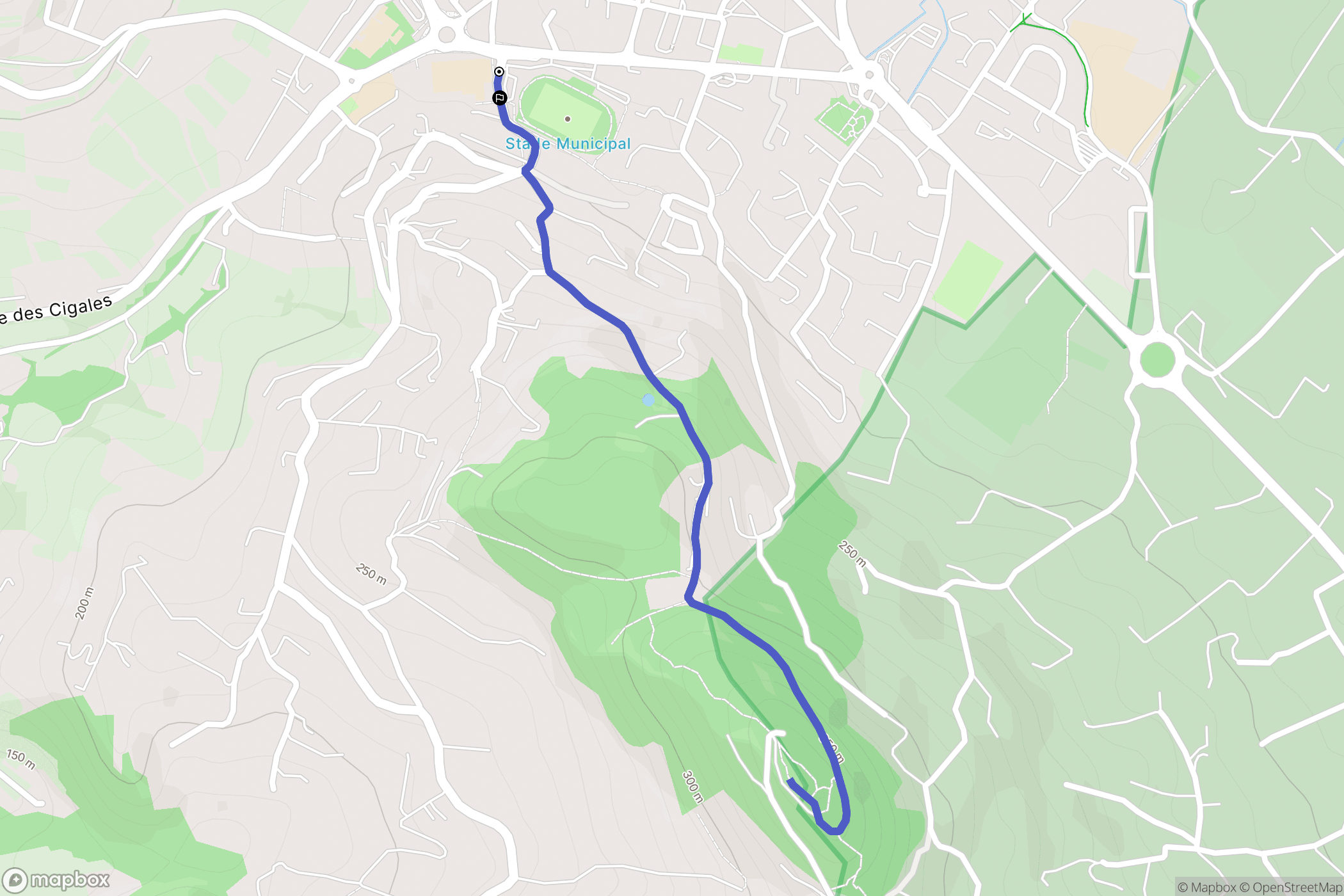 Le Beausset : carte du parcours de randonnée - France