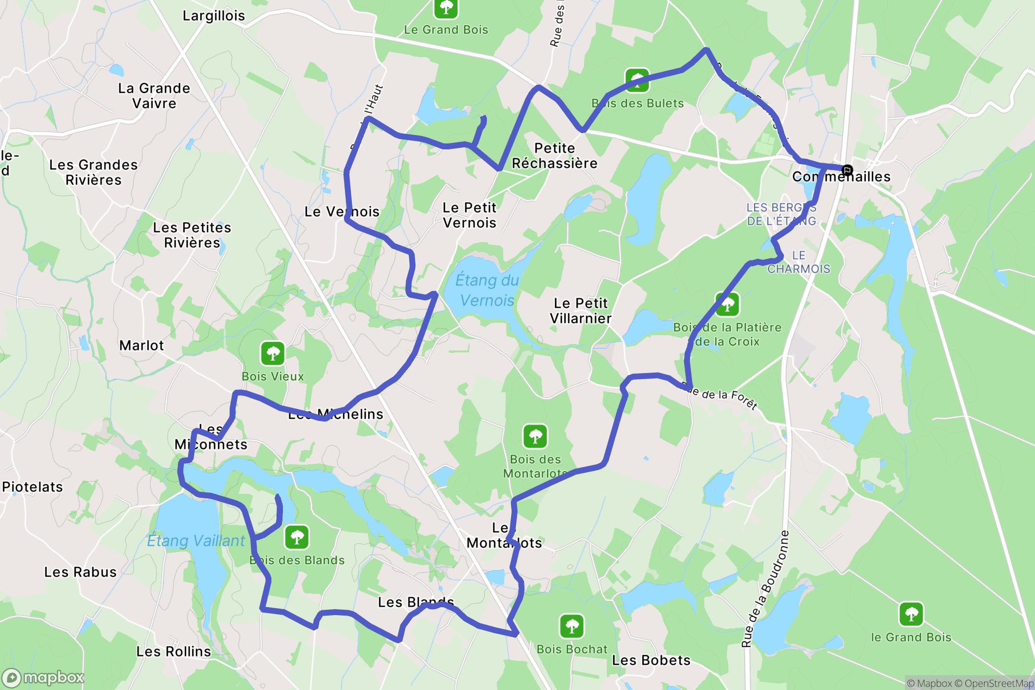 Commenailles : carte du parcours de randonnée - France