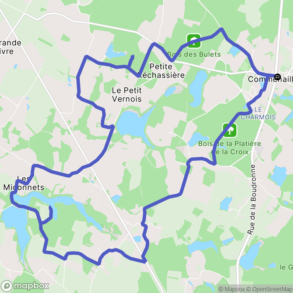 Commenailles : carte du parcours de randonnée - France