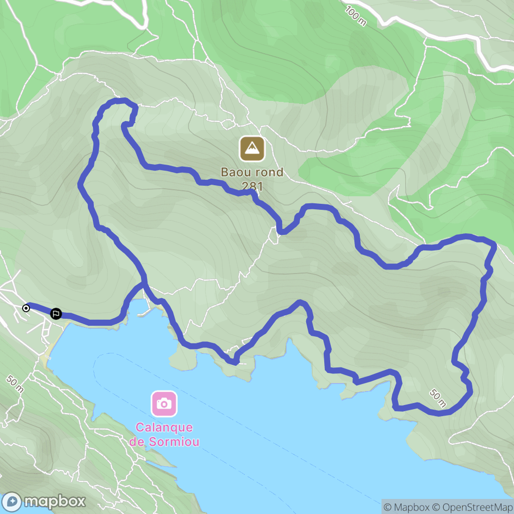 Marseille : carte du parcours de randonnée - France