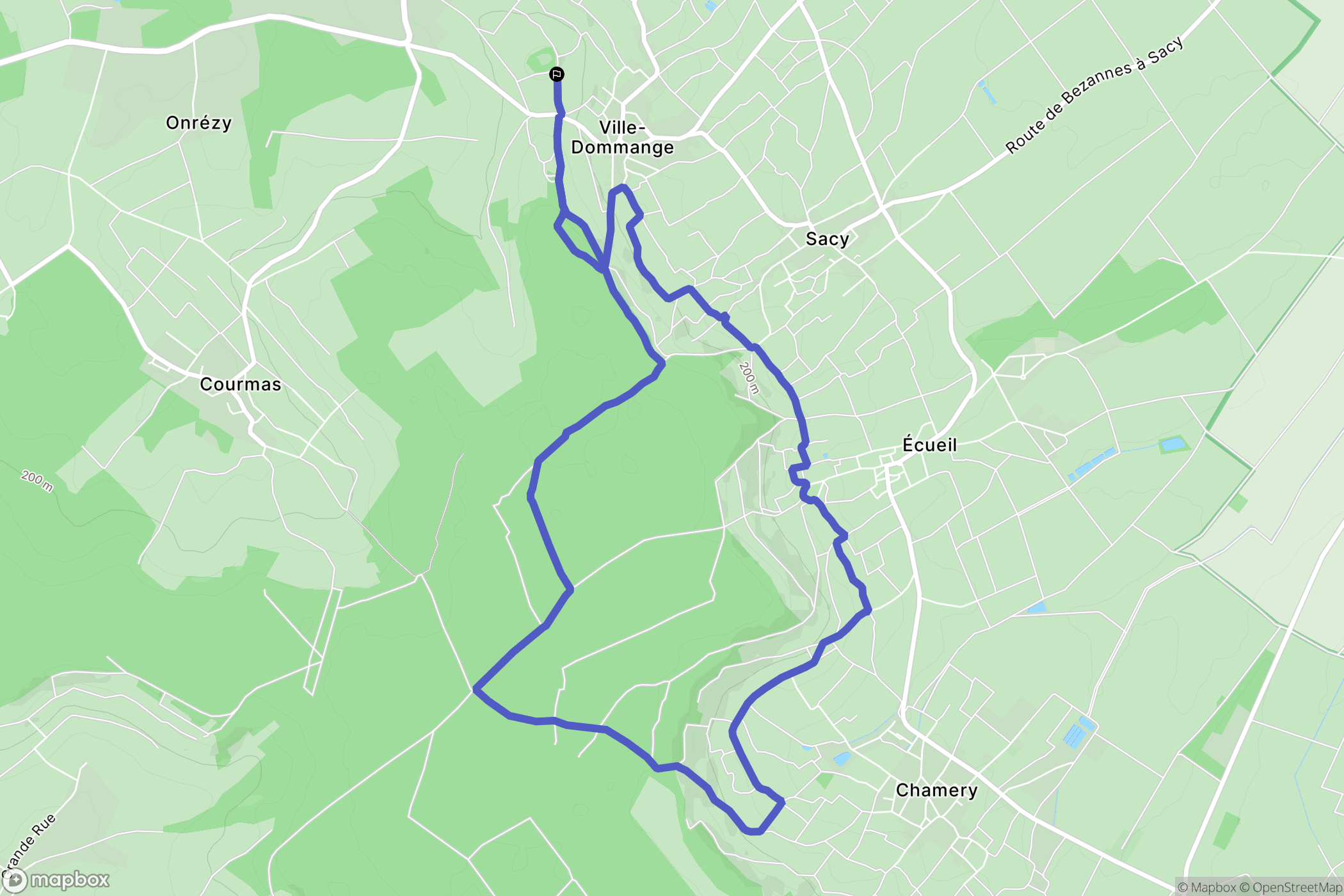 Ville-Dommange : carte du parcours de randonnée - France