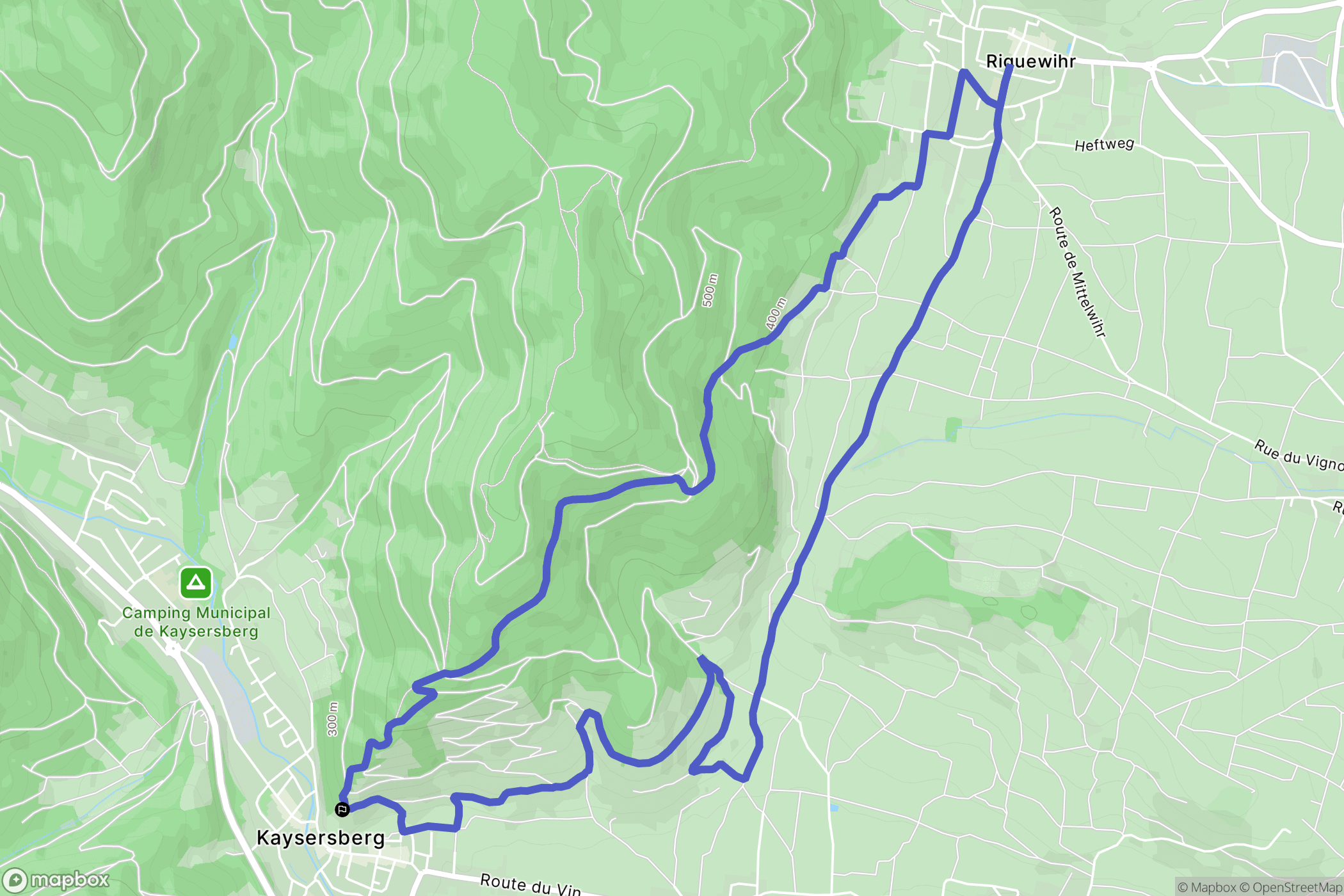 Kaysersberg : carte du parcours de randonnée - France