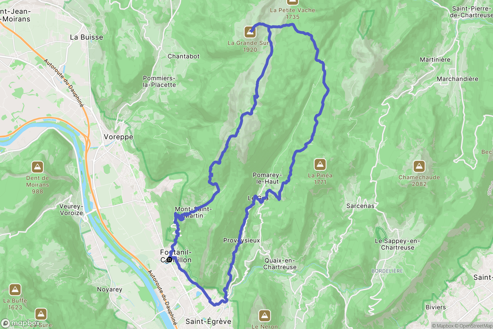 Fontanil-Cornillon : carte du parcours de randonnée - France