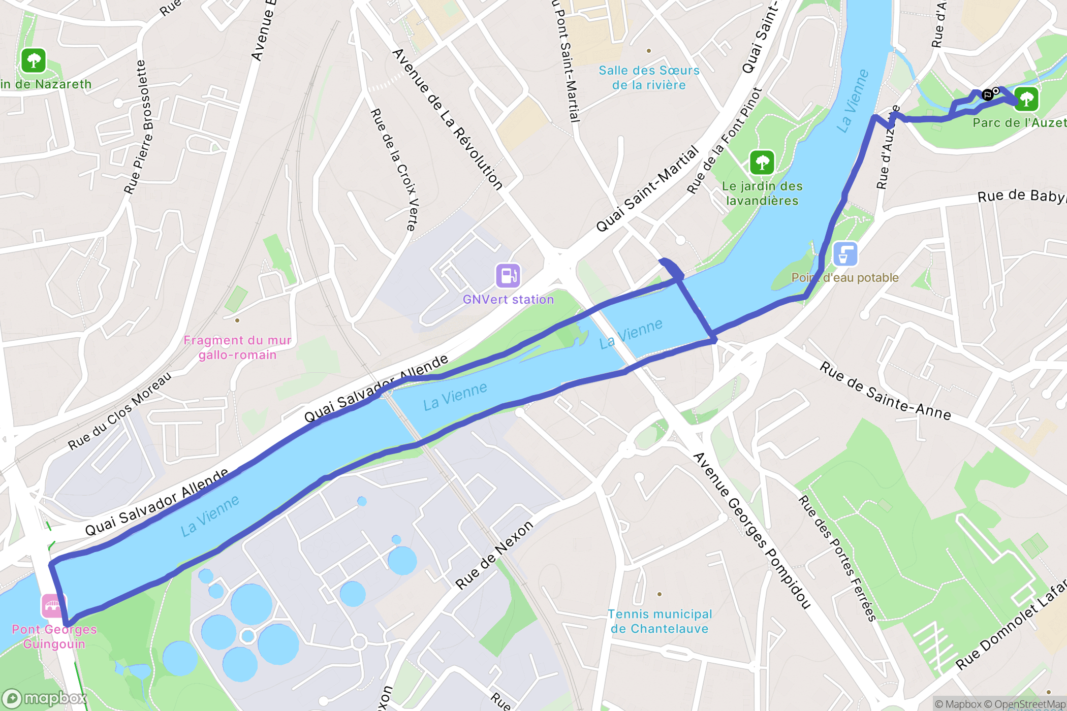Parc de l'Auzette, Limoges : carte du parcours de randonnée - France