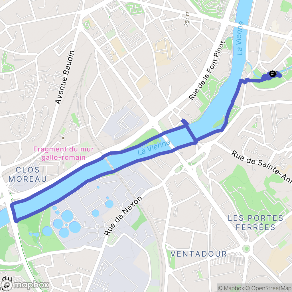 Parc de l'Auzette, Limoges : carte du parcours de randonnée - France