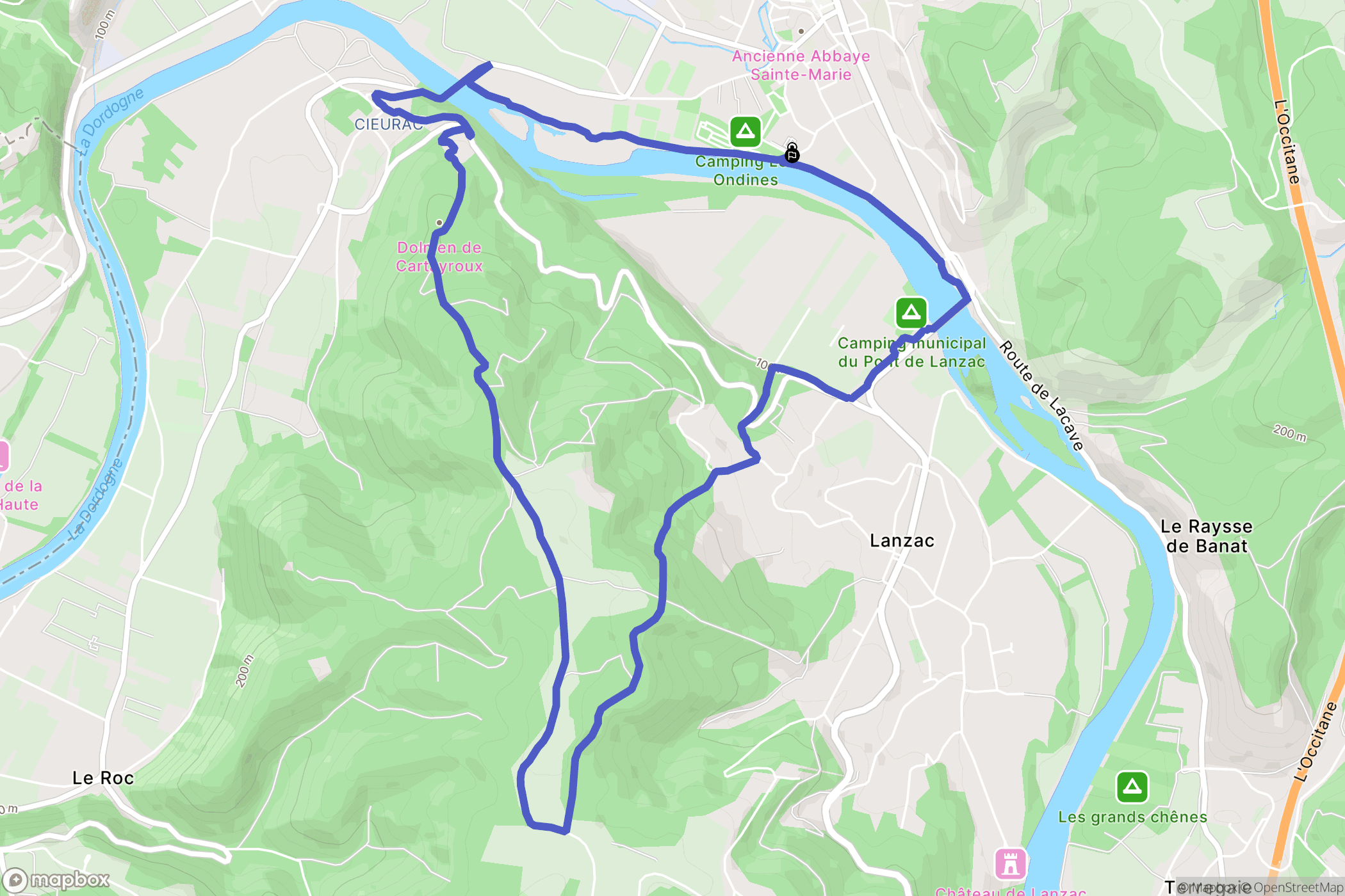 Souillac : carte du parcours de randonnée - France