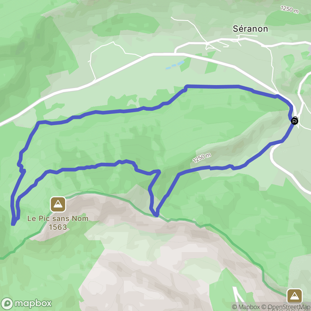Adrech de Rouaine, Séranon : carte du parcours de randonnée - France