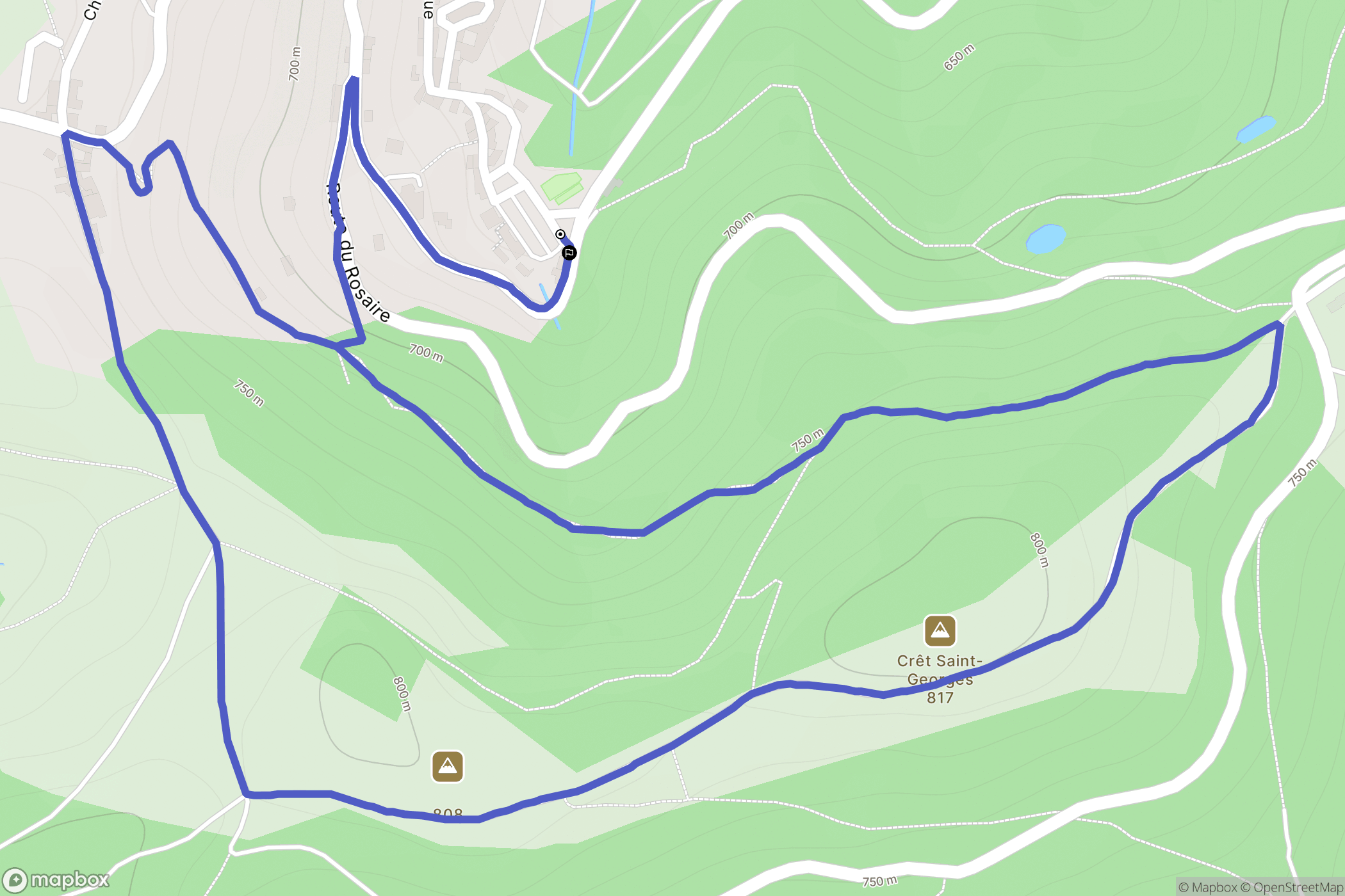 Cellieu : carte du parcours de randonnée - France