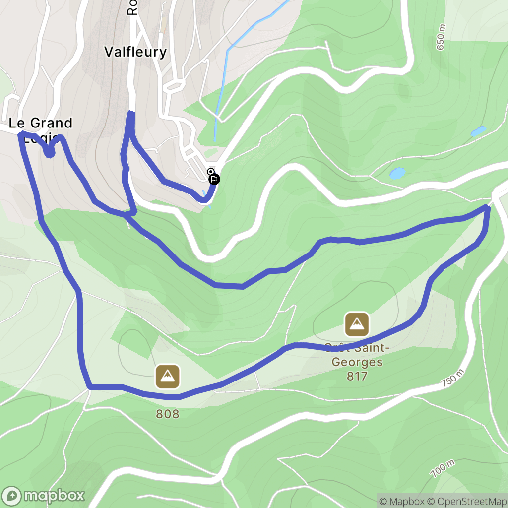 Cellieu : carte du parcours de randonnée - France