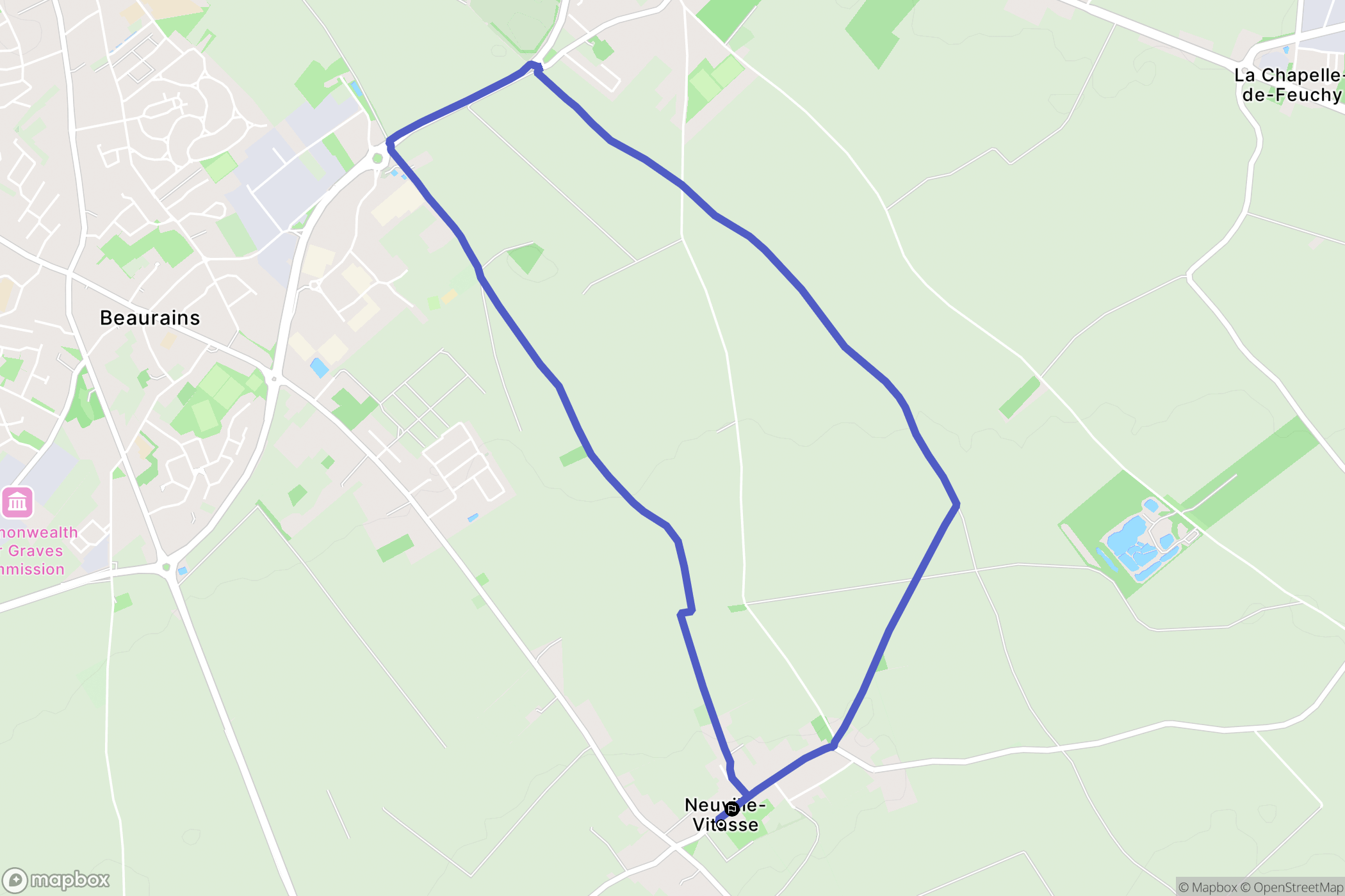 Neuville-Vitasse : carte du parcours de randonnée - France