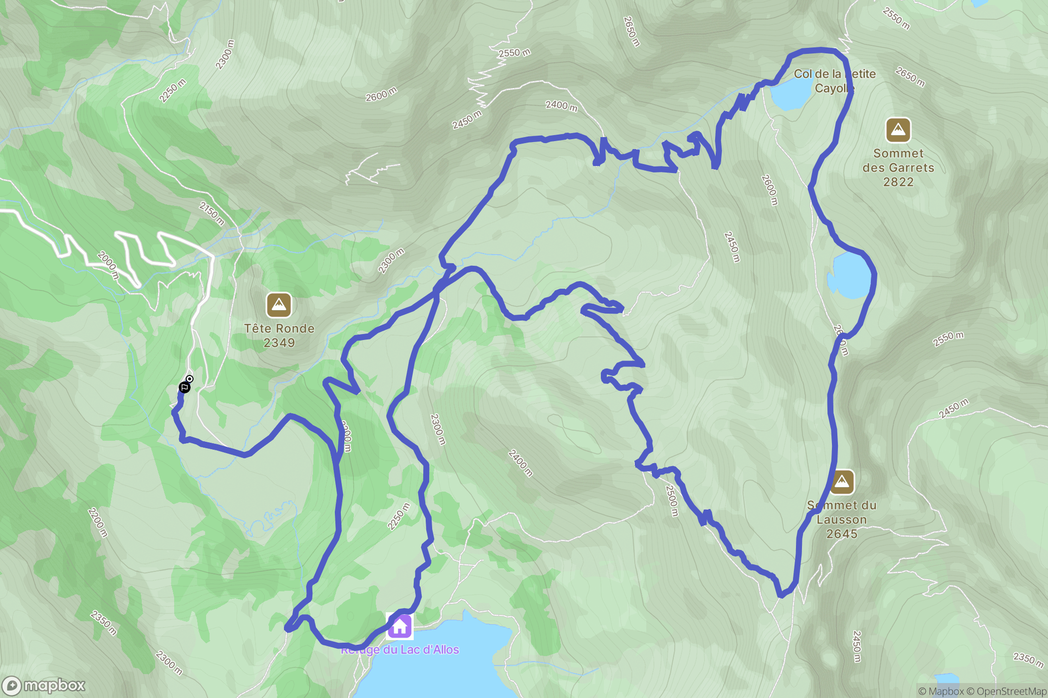 Allos : carte du parcours de randonnée - France