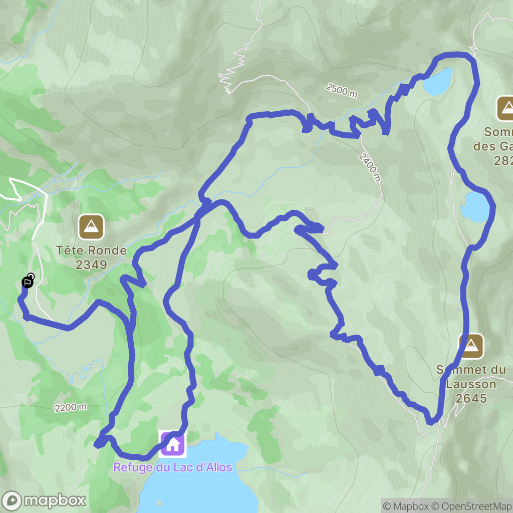 Allos : carte du parcours de randonnée - France