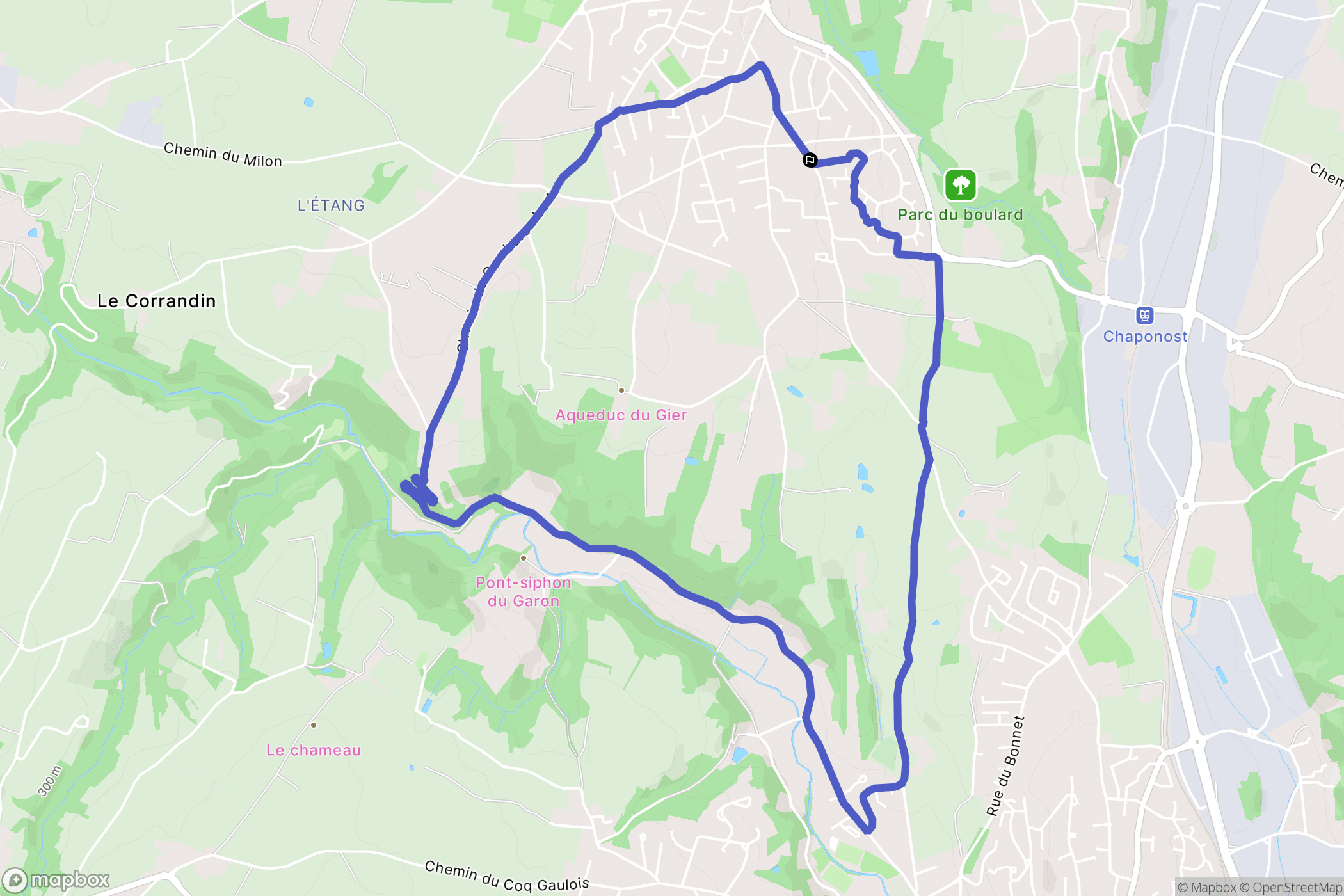 Chaponost : carte du parcours de randonnée - France