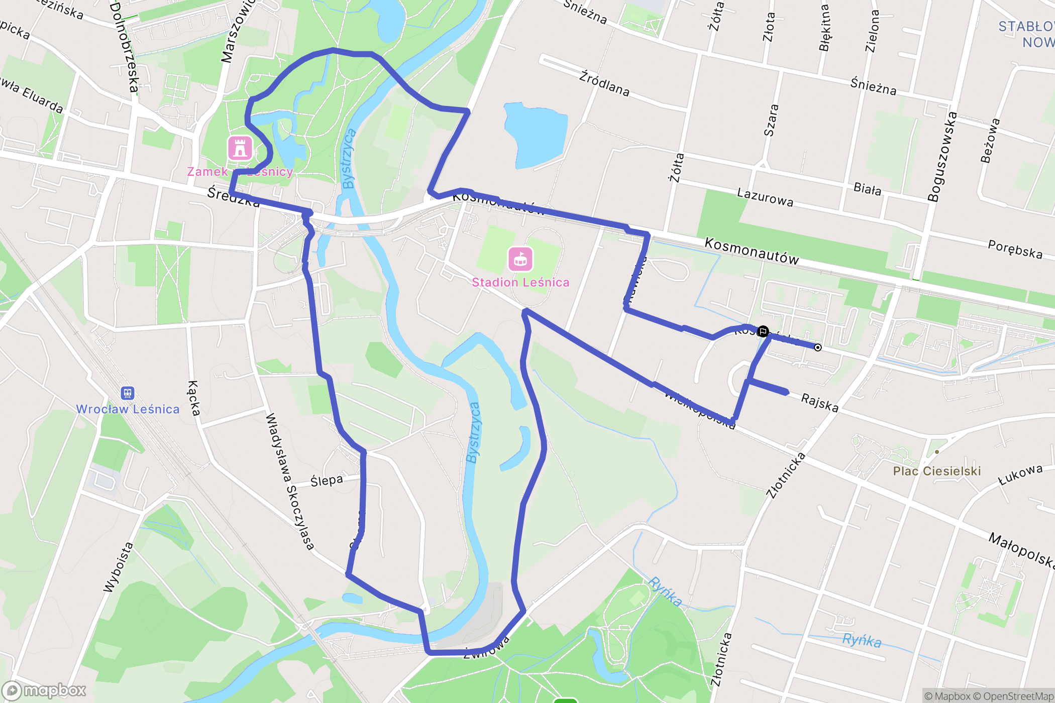 Wrocław: mapa trasy - Poland