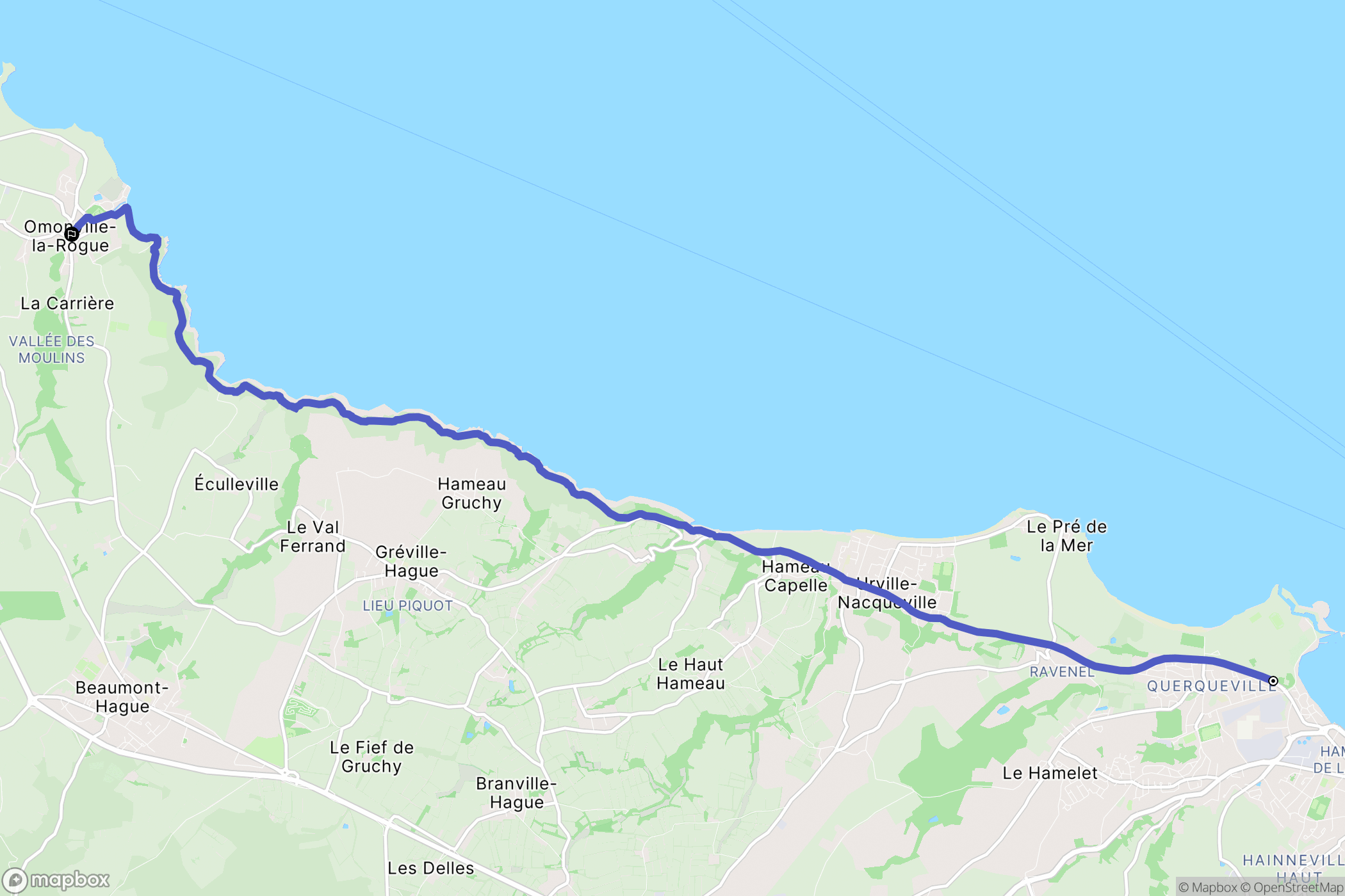 Querqueville : carte du parcours de randonnée - France