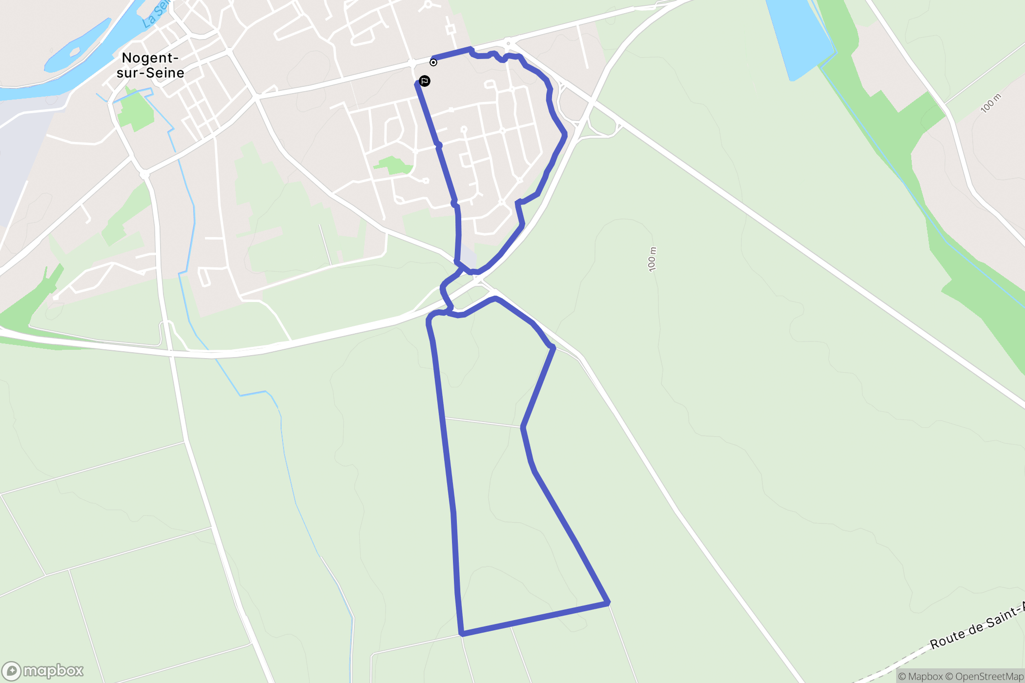 Nogent-sur-Seine : carte du parcours de randonnée - France