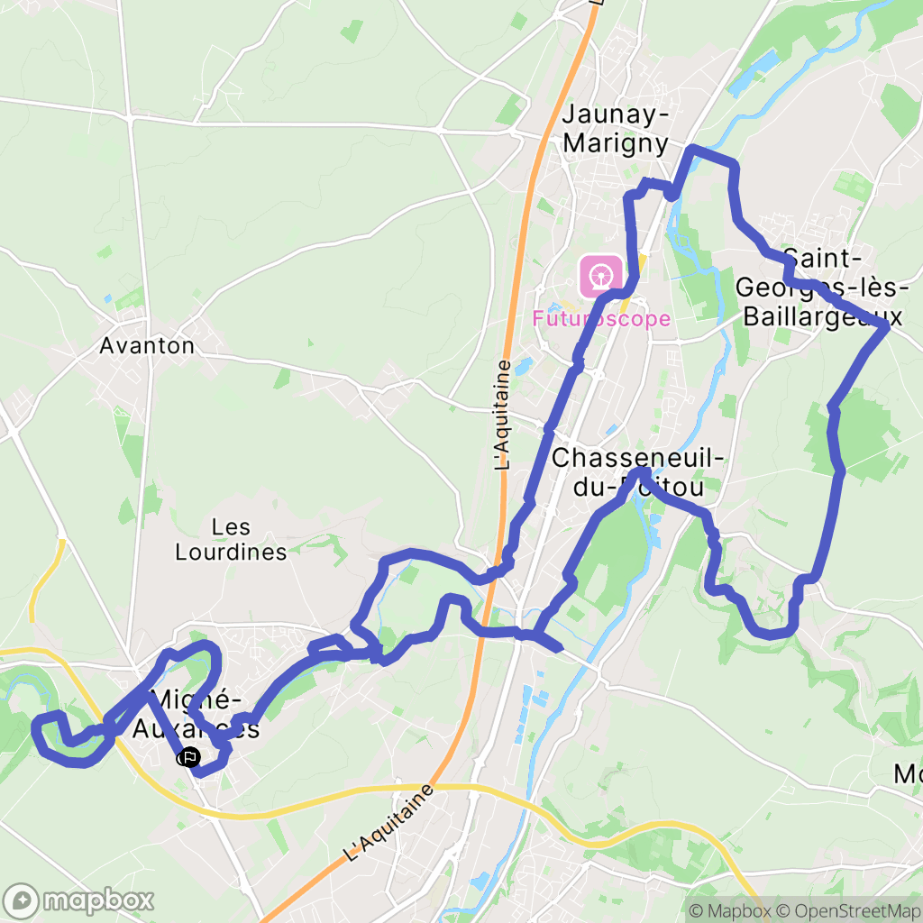 Migné-Auxances : carte du parcours de randonnée - France