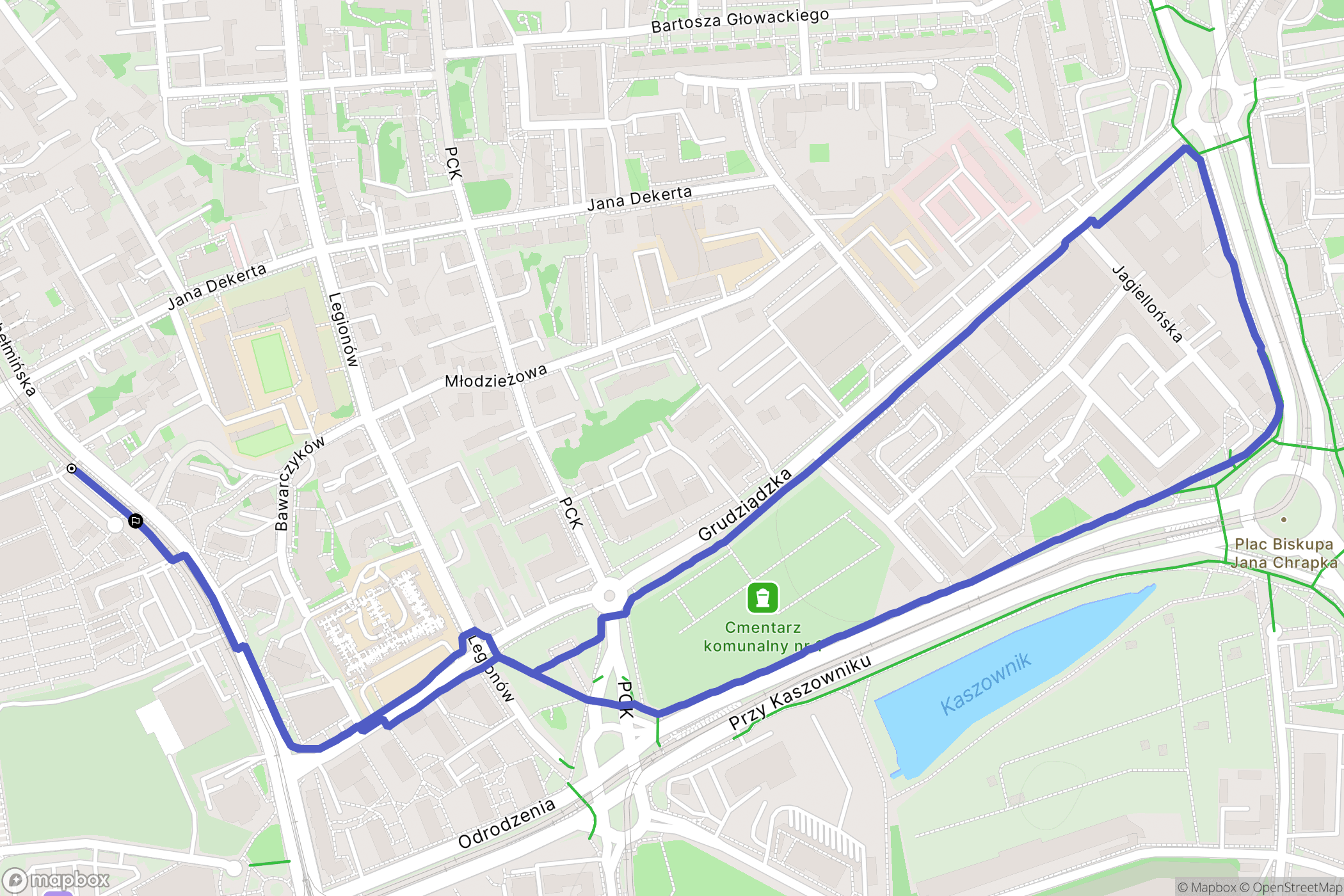 Toruń: mapa trasy - Poland