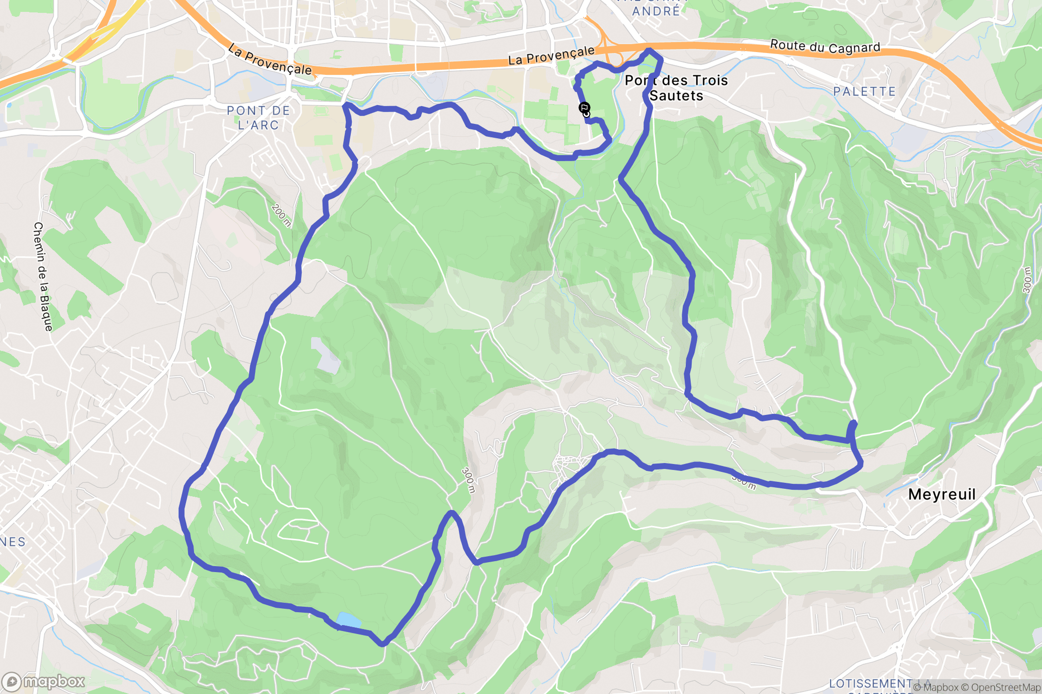 Aix-en-Provence : carte du parcours de randonnée - France