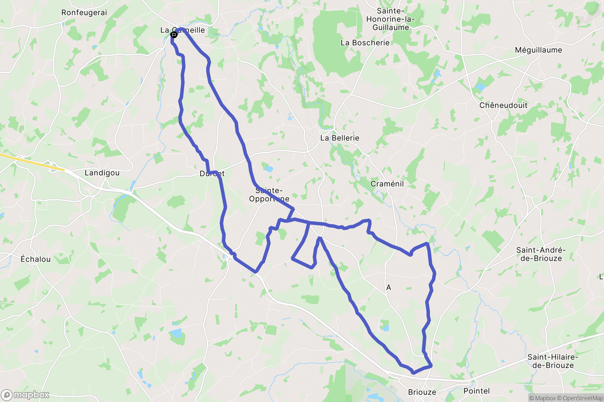 Athis-Val-de-Rouvre : carte du parcours de randonnée - France