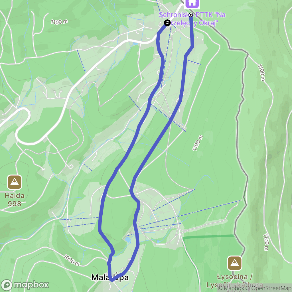 Malá Úpa: mapa trasy - Czechia