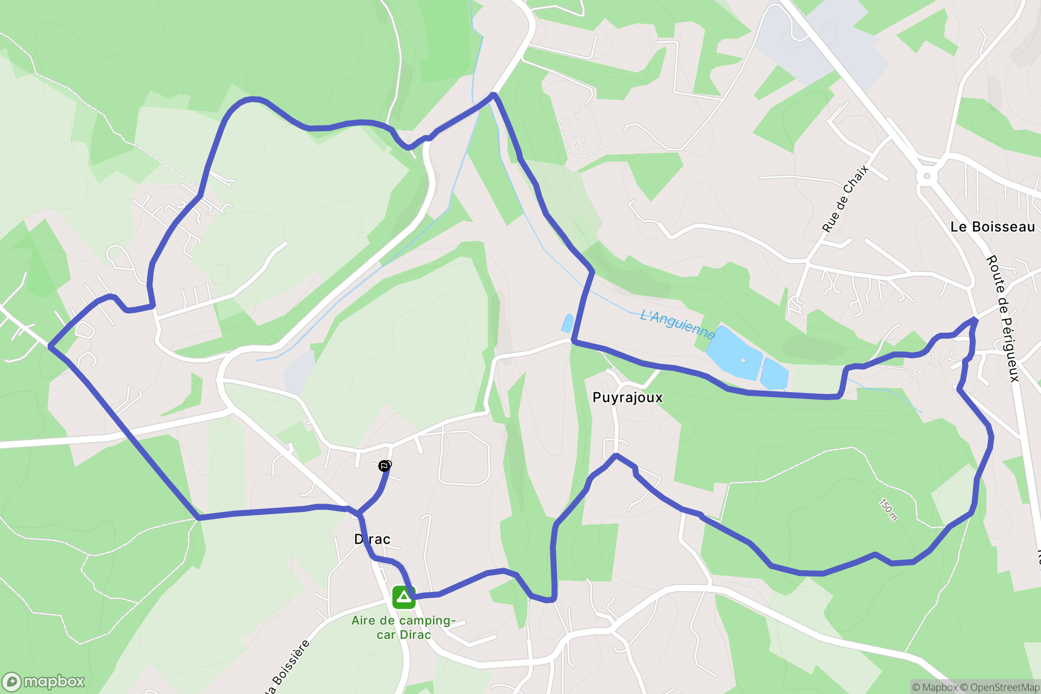 Dirac : carte du parcours de randonnée - France